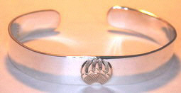 Appliqued-Bracelets - BA2 single 14k gold Grizzly paw appliqued on silver 