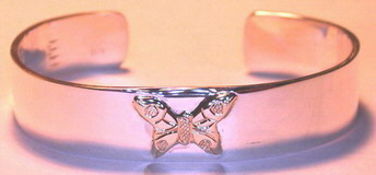 BA10 Appliqued Butterfly on 1/2" silver cuff