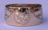 Cherokee Rings - CHr17 - Cherokee Ring with 2 feathers in gold with .02ct diamond