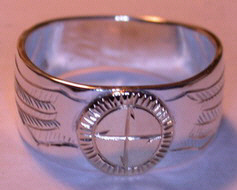 Appliqued Medicine Wheel Rings - MDrap16 Medicine Wheel- with engraved Eagle wings in place of feathers