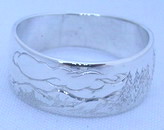 Engraved Mountain Rings - MnREng6 Forest Fire and Smoke in silver