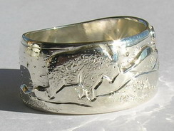 Animal themed Mountain Rings - MnRAn3 Goat Silver on silver