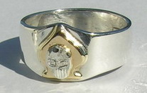 Non-Native Appliqued Rings - NNrAp13 - Appliqued Ace of Spades with appliqued Skull