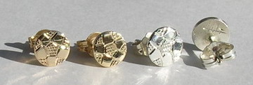 Stud Earrings - SP 18a- gold or silver Soccer ball stud earrings - 6mm