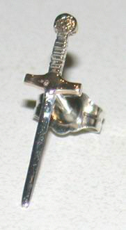 Non-Native Earrings sword stud in gold and silver