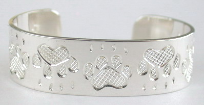 Baby Bracelets - BB4 - Wolf Paws- 1/2" wide silver band