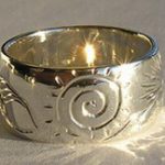 4-Direction Silver Rings - 4DS24e Wolf, Feather, Spiral of Life, Mountains and Sun burst