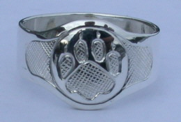 paws face silver rings - Rsp2 - Cougar paw Signet style