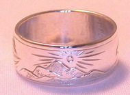 4-Direction Silver Rings - 4DS13a - Eagle, Feather, Grizzly and Mountain
