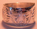 paws face silver rings - Rsp11 - 1/2" wide Bear face with 2 Paws