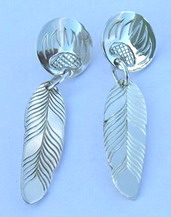 Feather Earrings - ERn5- with hoops, and studs with bearclaw