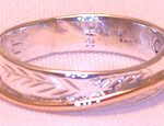 Wedding Rings - NNrAp1 - Thin Band Cedar Bough- gold stem on silver