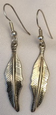 Feather Earrings - ERn18 -sharp- 1-1/4"-14k sheppards hooks and 3/4" gold