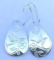 Tear Drop Earrings - ERn13 -Hummingbird and Flower Earrings