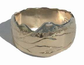 2-Tone Mountain Rings - MnR2t2 - Yellow gold with White gold mountain tops