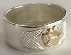 Face - Paw Appliqued Rings - Rap2m - Dog Paws, gold on silver 