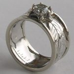 Wedding Rings - PlrSt10 - Cut-out leaves with ribs in Platinum with .82ct diamond